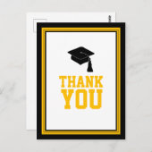 Black and Gold Graduparty Hartelijk dank Briefkaart (Voorkant / Achterkant)