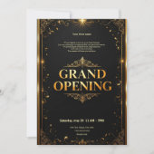Black and Gold Grand Opening Uitnodiging (Voorkant)