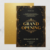 Black and Gold Grand Opening Uitnodiging (Voorkant / Achterkant)