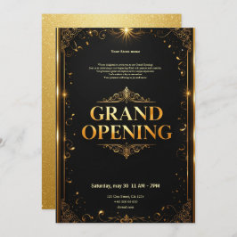 Black and Gold Grand Opening Uitnodiging
