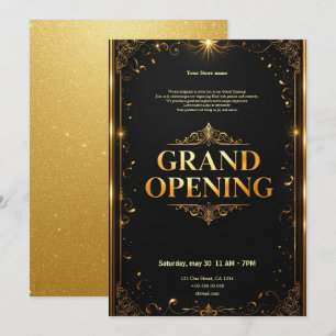 Black and Gold Grand Opening Uitnodiging