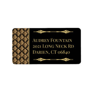Black and Gold Great Gatsby Elegant Art Deco Etiket
