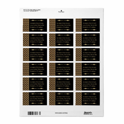 Black and Gold Great Gatsby Elegant Art Deco Etiket (Full Sheet)