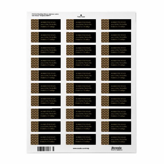 Black and Gold Great Gatsby Elegant Art Deco Etiket (Full Sheet)