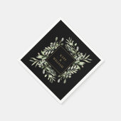 Black and Gold Greenery Foliage Wedding Servet (Hoek)