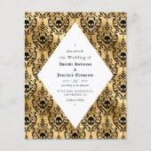 Black and Gold Halloween Damask Gothic Wedding Flyer (Voorkant)