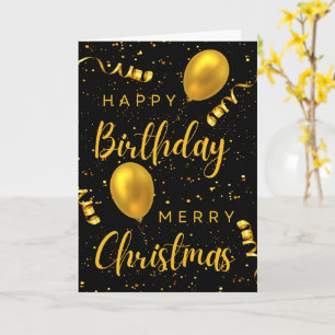 Black and Gold Happy Birthday Merry kerst Kaart