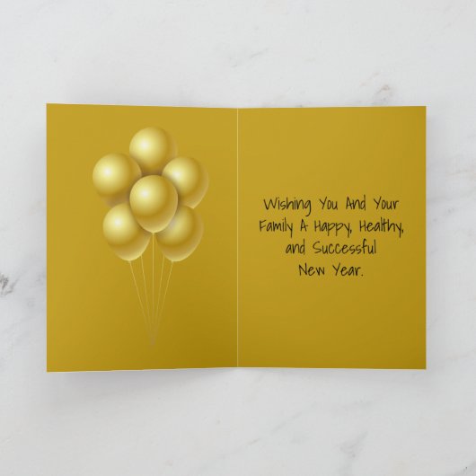 Black and Gold HAPPY NIEUW JAAR persoonlijke Kaart (Binnen)