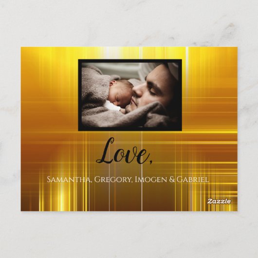 Black and Gold Happy Nieuwjaar foto-Collage Briefkaart (Achterkant)