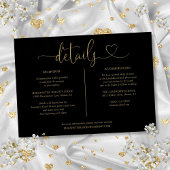 Black and Gold Heart Script Details informatie Kaart