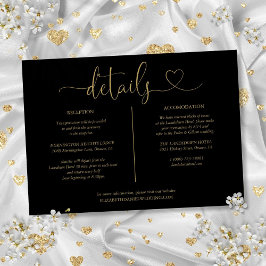 Black and Gold Heart Script Details informatie Kaart