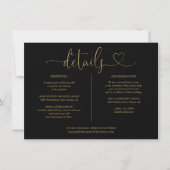 Black and Gold Heart Script Details informatie Kaart (Voorkant)