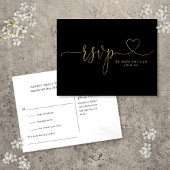 Black and Gold Heart Script Song Request RSVP-kaar Uitnodiging Briefkaart