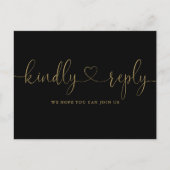 Black and Gold Heart Script Song Request RSVP Uitnodiging Briefkaart (Voorkant)