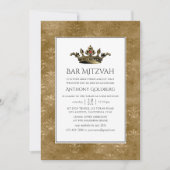 Black and Gold Heraldic Bar Mitzvah Kaart (Voorkant)