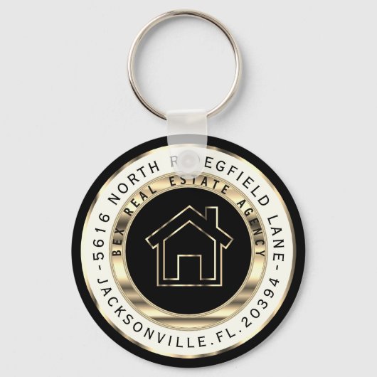 Black and Gold Home - Realtor Custom Sleutelhanger (Voorkant)