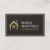 Black and Gold House Cleaning Services Slate Stone Visitekaartje (Voorkant)