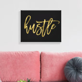 Black and Gold Hustle Wrapped Canvas 14x11 (Insitu (Woonkamer))