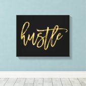 Black and Gold Hustle Wrapped Canvas 14x11 (Insitu (Houten vloer))