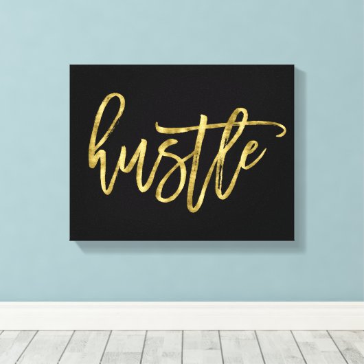Black and Gold Hustle Wrapped Canvas 14x11 (Insitu (Houten vloer))