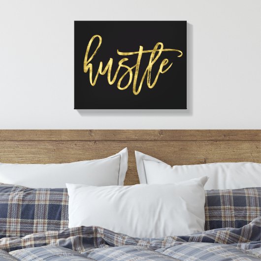 Black and Gold Hustle Wrapped Canvas 14x11 (Insitu (Slaapkamer))