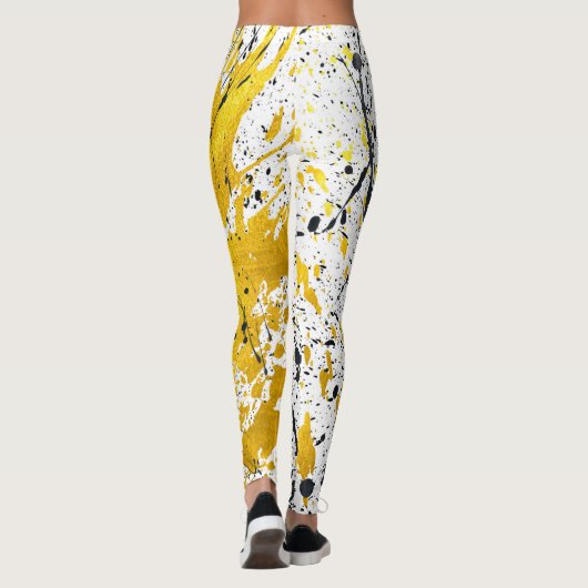 Black and gold ink strokes leggings (Achterkant)