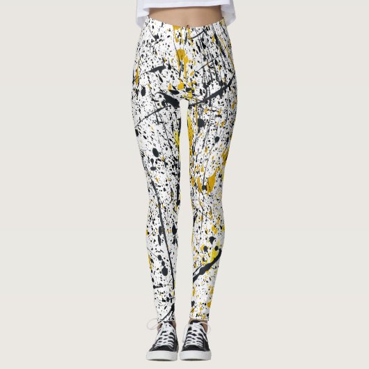 Black and gold ink strokes leggings (Voorkant)
