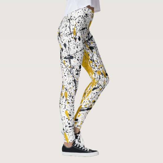 Black and gold ink strokes leggings (Rechts)