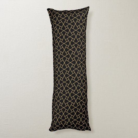 Black and Gold Islamic Pattern Body Pillow Lichaamskussen (Achterkant (Verticaal))