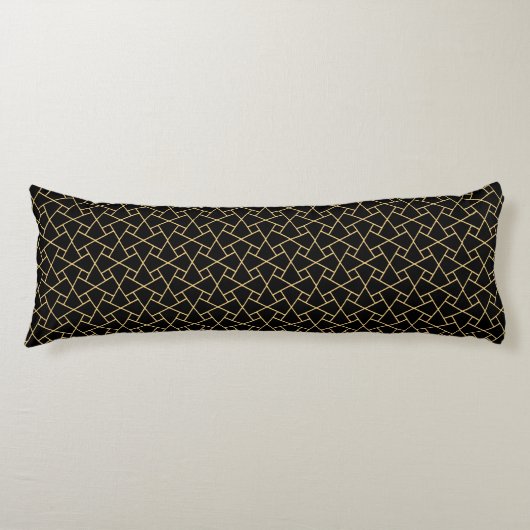 Black and Gold Islamic Pattern Body Pillow Lichaamskussen (Voorkant)