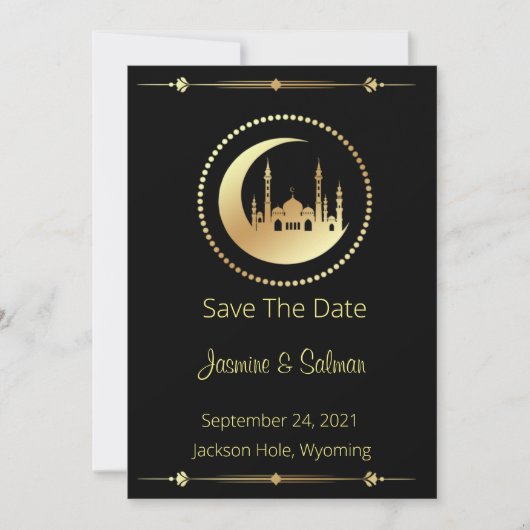 Black and Gold Islamic Save The Date (Voorkant)