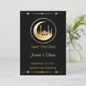 Black and Gold Islamic Save The Date (Staand voorkant)