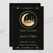 Black and Gold Islamic Save The Date (Voorkant / Achterkant)