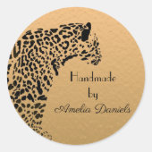 Black and Gold Jaguar Handmade door Ronde Sticker (Voorkant)