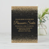 Black and Gold Jewish Passover Seder Invitation Feestdagenkaart (Staand voorkant)