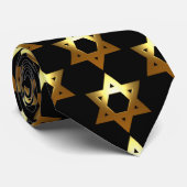 Black and Gold Jewish Star Stropdas (Opgerold)