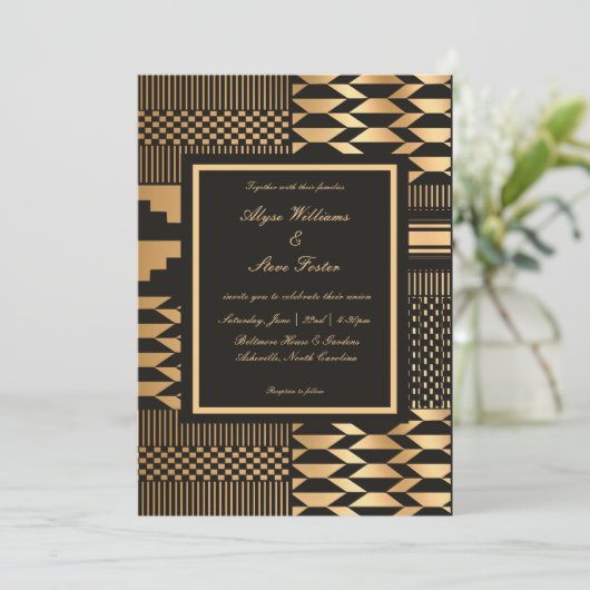 Black and Gold Kente Kaart (Staand voorkant)