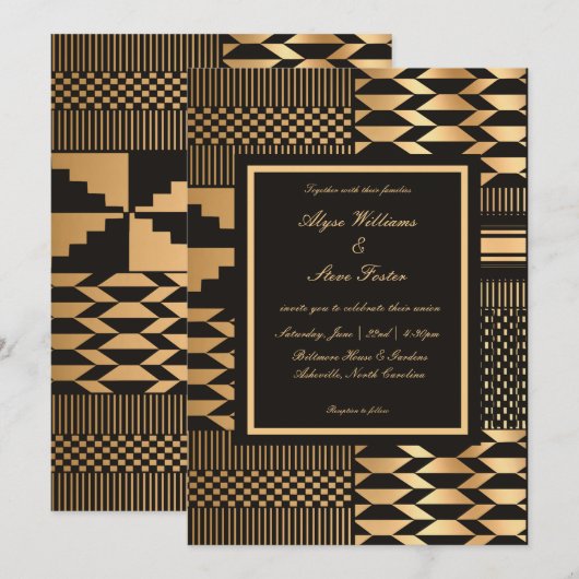 Black and Gold Kente Kaart (Voorkant / Achterkant)
