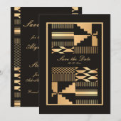 Black and Gold Kente Save The Date (Voorkant / Achterkant)