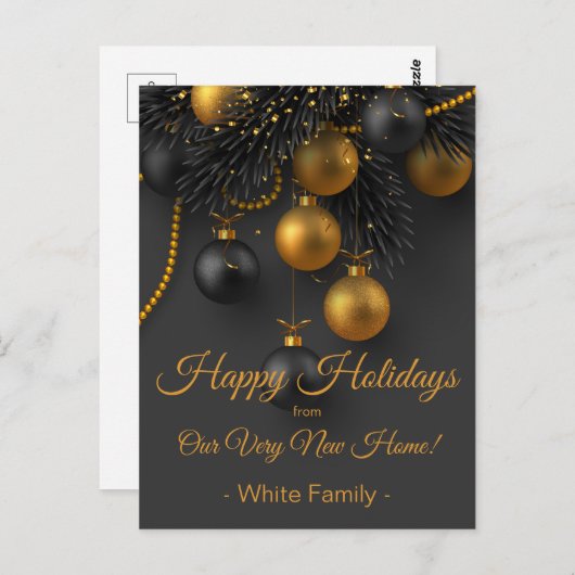 Black and Gold Kerstmis We hebben een nieuw startp Briefkaart (Voorkant / Achterkant)