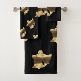 Black and Gold Kijk kerst Bells Elegant Bad Handdoek