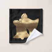 Black and Gold Kijk kerst Bells Elegant Bad Handdoek (Wasdoekje)
