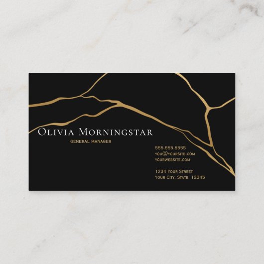 Black and Gold Kintsugi Professional Visitekaartje (Achterkant)