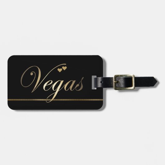Black and Gold Las Vegas Bagagelabel (Voorkant horizontaal)