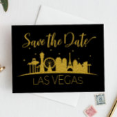 Black and Gold Las Vegas Wedding Save the Date Kaart