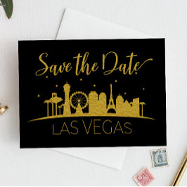 Black and Gold Las Vegas Wedding Save the Date Kaart