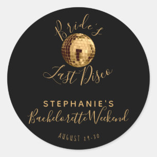Black and Gold Last Disco Bachelorette Weekend Ronde Sticker