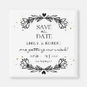 Black and Gold Laurel Save the Date Wedding Magneet (Voorkant)