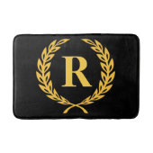 Black and Gold Laurel Wreath Monogram Badmat (Voorkant)