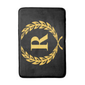 Black and Gold Laurel Wreath Monogram Badmat (Voorkant Verticaal)